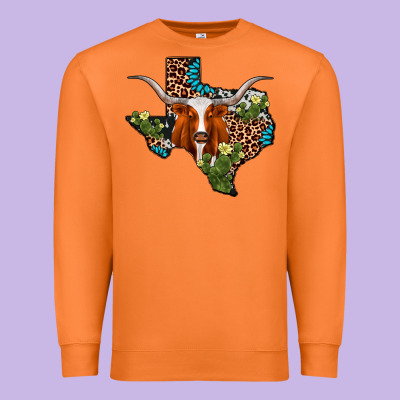 Longhorn Texas Map Premium Sweatshirt Designed By Adodesignshop