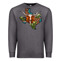 Charcoal Heather longhorn texas map Premium Sweatshirt - AdoDesignShop