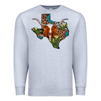 Heather Grey longhorn texas map Premium Sweatshirt - AdoDesignShop