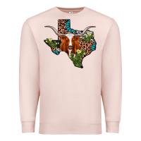 Pale Pink longhorn texas map Premium Sweatshirt - AdoDesignShop