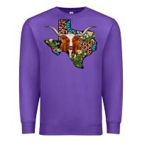 Purple longhorn texas map Premium Sweatshirt - AdoDesignShop