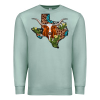 Seafoam longhorn texas map Premium Sweatshirt - AdoDesignShop