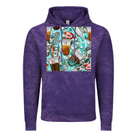 Cloud Purple dentist coffee cups toothpaste and teeth with cowhide seamless pattern Vintage Hoodie - BundleAndBundleShop