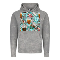 Cloud Rock dentist coffee cups toothpaste and teeth with cowhide seamless pattern Vintage Hoodie - BundleAndBundleShop