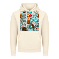 Vintage Artic dentist coffee cups toothpaste and teeth with cowhide seamless pattern Vintage Hoodie - BundleAndBundleShop