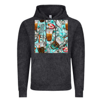 Vintage Black dentist coffee cups toothpaste and teeth with cowhide seamless pattern Vintage Hoodie - BundleAndBundleShop