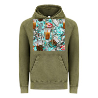 Vintage Olive dentist coffee cups toothpaste and teeth with cowhide seamless pattern Vintage Hoodie - BundleAndBundleShop