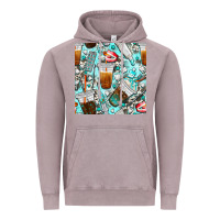 Vintage Zinc dentist coffee cups toothpaste and teeth with cowhide seamless pattern Vintage Hoodie - BundleAndBundleShop