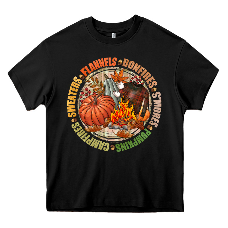 Bonfires Flannels Smores Campfires Pumpkin Heavy Core Tee by NancyCooperArtShop | Teevron