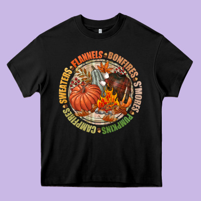 Bonfires Flannels Smores Campfires Pumpkin Heavy Core Tee Designed By Nancycooperartshop