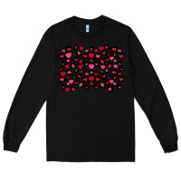 Black valentines day leopard and heart background Long Sleeve Tee - FaDigitalArtStudio