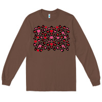 Chestnut valentines day leopard and heart background Long Sleeve Tee - FaDigitalArtStudio