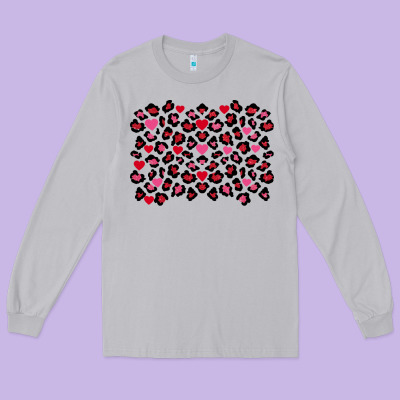 Valentines Day Leopard And Heart Background Long Sleeve Tee Designed By Fadigitalartstudio