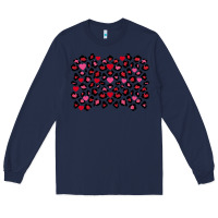 Navy valentines day leopard and heart background Long Sleeve Tee - FaDigitalArtStudio