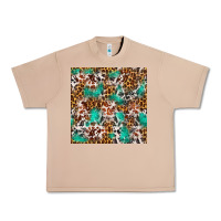Burro Western Turquoise Glitter Cowhide Leopard Seamless Urban Heavy Tee - FaDigitalArtStudio