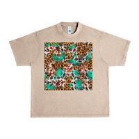French Oak Western Turquoise Glitter Cowhide Leopard Seamless Urban Heavy Tee - FaDigitalArtStudio