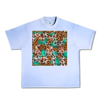 Grape Ice Western Turquoise Glitter Cowhide Leopard Seamless Urban Heavy Tee - FaDigitalArtStudio