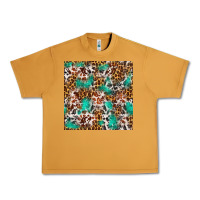 Peanut Butter Western Turquoise Glitter Cowhide Leopard Seamless Urban Heavy Tee - FaDigitalArtStudio