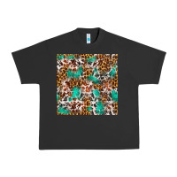 Pigment Black Western Turquoise Glitter Cowhide Leopard Seamless Urban Heavy Tee - FaDigitalArtStudio