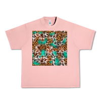 Salmon Western Turquoise Glitter Cowhide Leopard Seamless Urban Heavy Tee - FaDigitalArtStudio