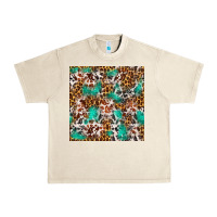 Sandshell Western Turquoise Glitter Cowhide Leopard Seamless Urban Heavy Tee - FaDigitalArtStudio