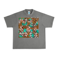 Tornado Western Turquoise Glitter Cowhide Leopard Seamless Urban Heavy Tee - FaDigitalArtStudio