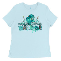 Baby Blue ovarian cancer warrior Ladies Tee - CowGirlArtShop
