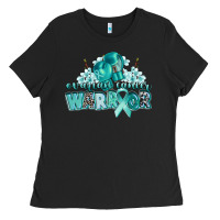 Black ovarian cancer warrior Ladies Tee - CowGirlArtShop