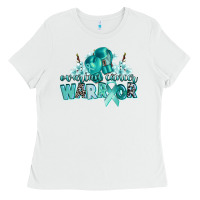 White ovarian cancer warrior Ladies Tee - CowGirlArtShop
