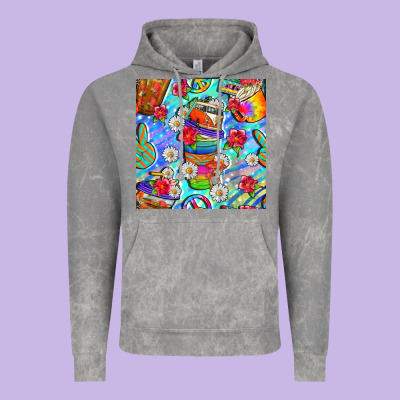 Hippie Coffee Cups And Flowers And Peace Seamless Pattern Bbs Vintage Hoodie Designed By Bundleandbundleshop