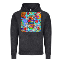 Vintage Black hippie coffee cups and flowers and peace seamless pattern bbs Vintage Hoodie - BundleAndBundleShop