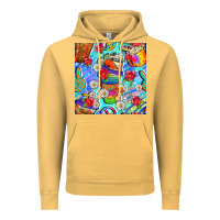 Vintage Mustard hippie coffee cups and flowers and peace seamless pattern bbs Vintage Hoodie - BundleAndBundleShop