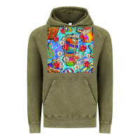 Vintage Olive hippie coffee cups and flowers and peace seamless pattern bbs Vintage Hoodie - BundleAndBundleShop