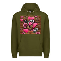 Army Green valentines day western hearts and sunflowers Premium Hoodie - Jasminsmagicworld