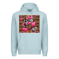 Blue Mist valentines day western hearts and sunflowers Premium Hoodie - Jasminsmagicworld