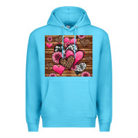 Ocean Blue valentines day western hearts and sunflowers Premium Hoodie - Jasminsmagicworld