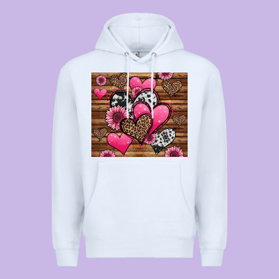 Valentines Day Western Hearts And Sunflowers Premium Hoodie Designed By Jasminsmagicworld