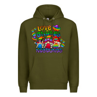 Army Green love gnome no bounds Premium Hoodie - CowhideDigitalArt