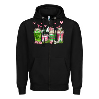 Black botanic coffee cups Zipper Hoodie - AdoDesignShop