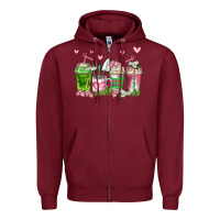 Burgundy botanic coffee cups Zipper Hoodie - AdoDesignShop