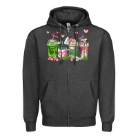 Charcoal Heather botanic coffee cups Zipper Hoodie - AdoDesignShop