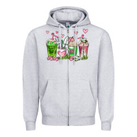Heather Grey botanic coffee cups Zipper Hoodie - AdoDesignShop