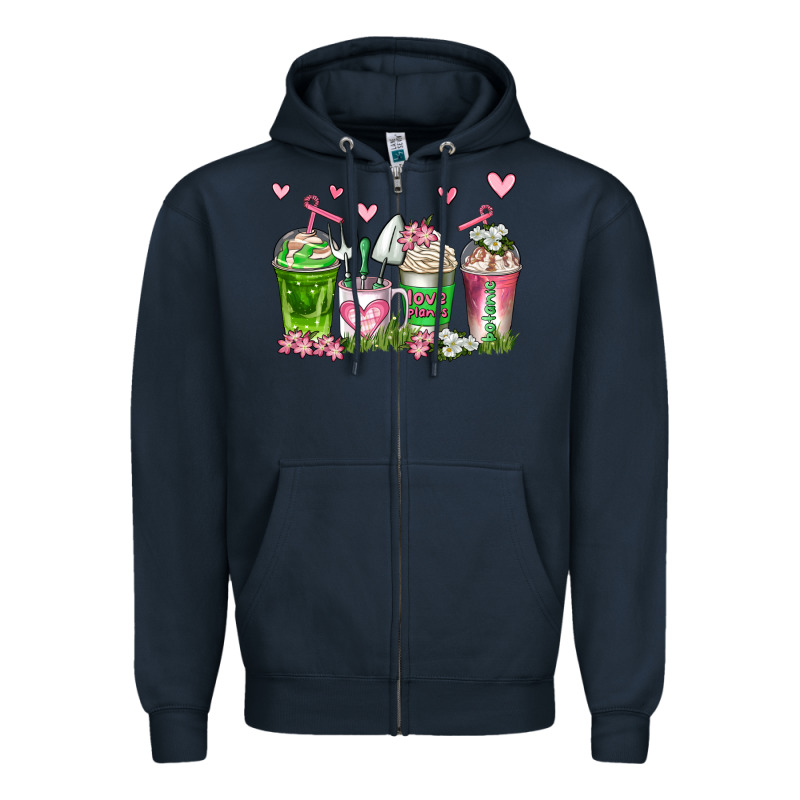 Botanic Coffee Cups Zipper Hoodie by AdoDesignShop | Teevron