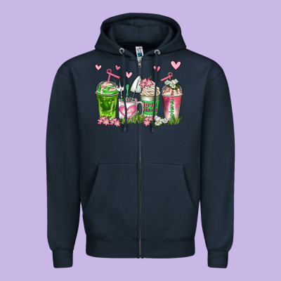 Botanic Coffee Cups Zipper Hoodie Designed By Adodesignshop