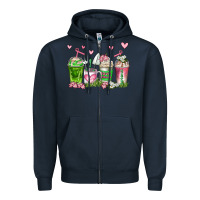 Navy botanic coffee cups Zipper Hoodie - AdoDesignShop