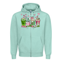 Seafoam botanic coffee cups Zipper Hoodie - AdoDesignShop