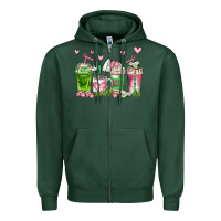 Sports Green botanic coffee cups Zipper Hoodie - AdoDesignShop
