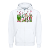 White botanic coffee cups Zipper Hoodie - AdoDesignShop