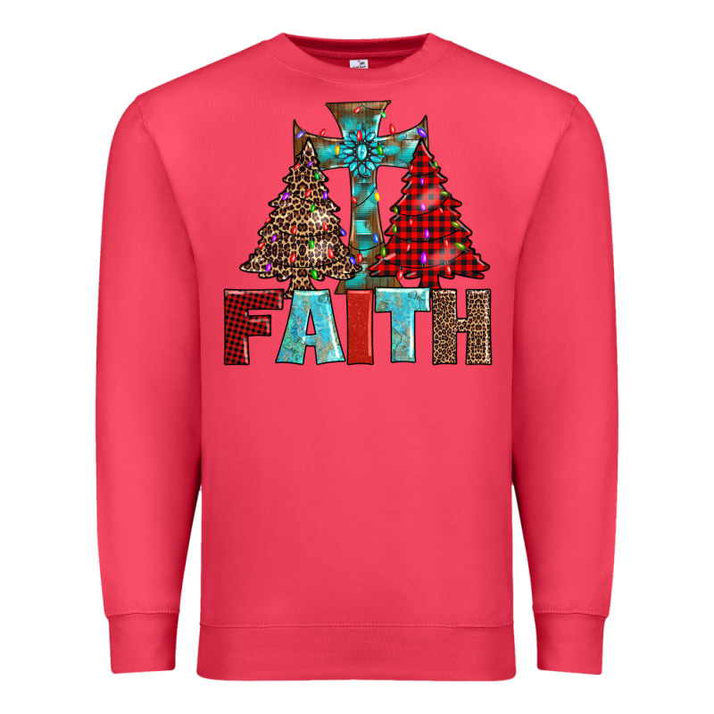 Cross And Christmas Trees Premium Sweatshirt by AdoDesignShop | Teevron