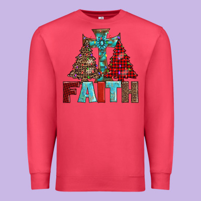 Cross And Christmas Trees Premium Sweatshirt Designed By Adodesignshop
